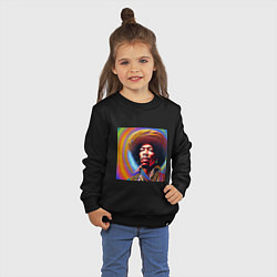 Свитшот хлопковый детский Джими Хендрикс в странной шляпе, цвет: черный — фото 2