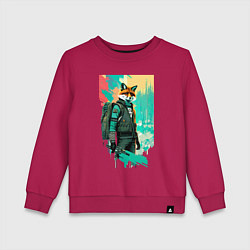 Свитшот хлопковый детский Лис-геолог - нейросеть, цвет: маджента