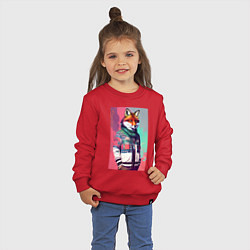 Свитшот хлопковый детский Крутой лис в модной куртке - нейросеть, цвет: красный — фото 2