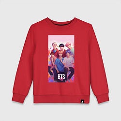 Свитшот хлопковый детский BTS art anime style, цвет: красный