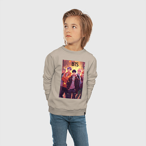 Детский свитшот BTS kpop anime / Миндальный – фото 4