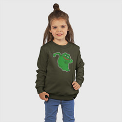 Свитшот хлопковый детский Лягушонок Пепе призрак, цвет: хаки — фото 2