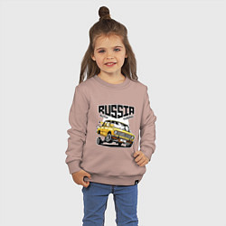 Свитшот хлопковый детский Russia tuning car, цвет: пыльно-розовый — фото 2