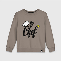 Свитшот хлопковый детский Надпись - шеф повар, цвет: утренний латте