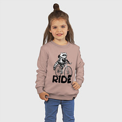 Свитшот хлопковый детский Raccoon ride, цвет: пыльно-розовый — фото 2