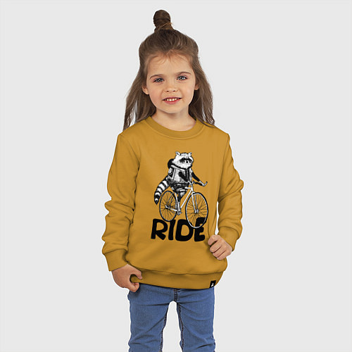 Детский свитшот Raccoon ride / Горчичный – фото 3