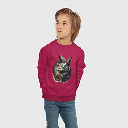 Свитшот хлопковый детский Свирепый зайчара - нейросеть, цвет: маджента — фото 2
