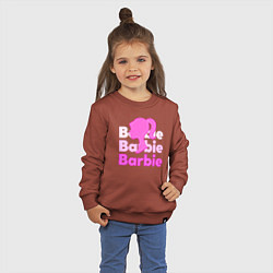 Свитшот хлопковый детский Логотип Барби объемный, цвет: кирпичный — фото 2