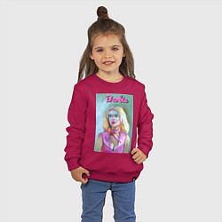 Свитшот хлопковый детский Портрет Барби - Марго Робби, цвет: маджента — фото 2