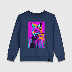 Свитшот хлопковый детский Funny fox - neural network, цвет: тёмно-синий
