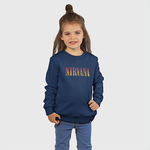 Детский свитшот Nirvana logo / Тёмно-синий – фото 3