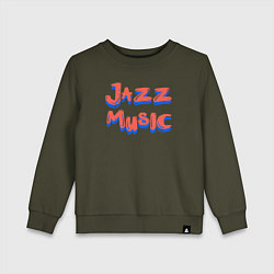 Свитшот хлопковый детский Music jazz, цвет: хаки