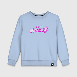 Свитшот хлопковый детский I am kenough barbie, цвет: мягкое небо