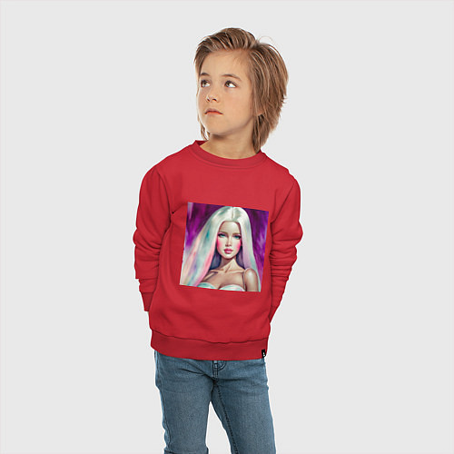 Детский свитшот Барби с распущенными волосами / Красный – фото 4