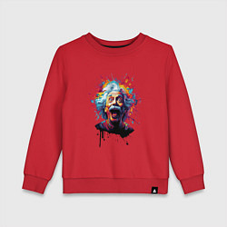Свитшот хлопковый детский Эйнштейн с языком в краске, цвет: красный
