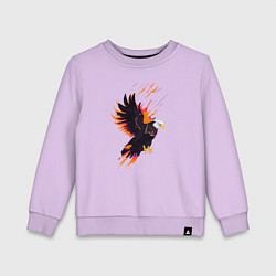 Свитшот хлопковый детский Орел парящая птица абстракция, цвет: лаванда