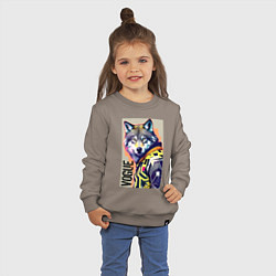 Свитшот хлопковый детский Wolf fashionista - pop art, цвет: утренний латте — фото 2