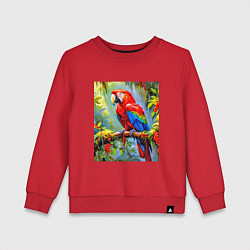 Свитшот хлопковый детский Яркий красный ара, цвет: красный