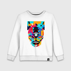 Свитшот хлопковый детский Funny skull - pop art, цвет: белый