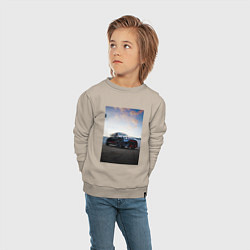 Свитшот хлопковый детский Авто на фоне неба, цвет: миндальный — фото 2