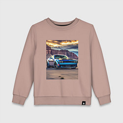 Свитшот хлопковый детский Авто Додж Челленджер, цвет: пыльно-розовый