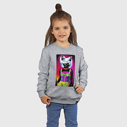 Свитшот хлопковый детский Cat fashionista - pop art - neural network, цвет: меланж — фото 2