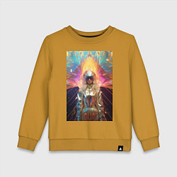Свитшот хлопковый детский Голографическая девушка из будущего, цвет: горчичный