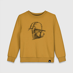 Свитшот хлопковый детский Красная панда в кепке в профиль, цвет: горчичный