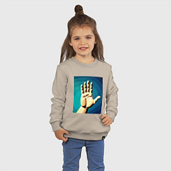 Свитшот хлопковый детский Приветствие рукой, цвет: миндальный — фото 2