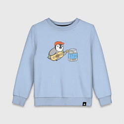 Свитшот хлопковый детский Воробей гитарист собирает донаты, цвет: мягкое небо