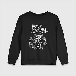 Свитшот хлопковый детский Heavy Meowtal - кошачья музыка, цвет: черный