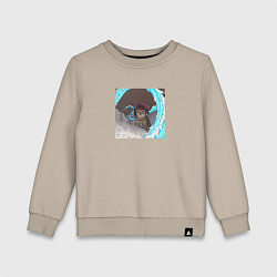 Свитшот хлопковый детский Танджиро- котик, цвет: миндальный