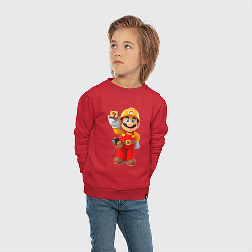 Детский свитшот Марио-строитель / Красный – фото 4