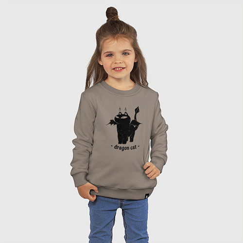 Детский свитшот Black dragon cat / Утренний латте – фото 3