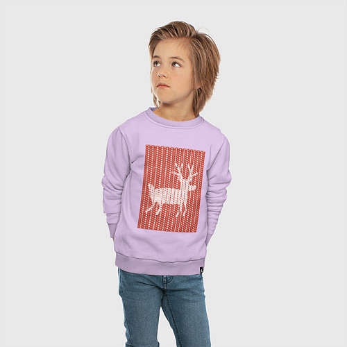 Детский свитшот Новогодний олень орнамент вязанный свитер / Лаванда – фото 4