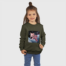 Свитшот хлопковый детский Котик pink астронавт, цвет: хаки — фото 2
