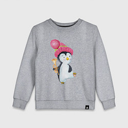 Свитшот хлопковый детский Пингвин с трубой, цвет: меланж
