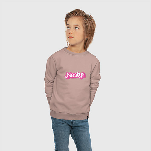 Детский свитшот Настя - ретро барби стиль / Пыльно-розовый – фото 4