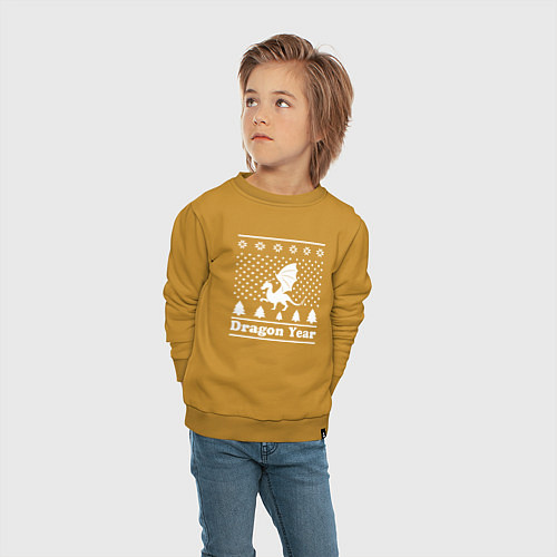 Детский свитшот Sweater dragon year / Горчичный – фото 4