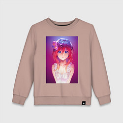 Свитшот хлопковый детский Anime Girl refflex, цвет: пыльно-розовый