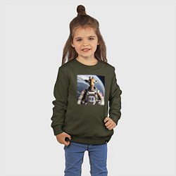 Свитшот хлопковый детский Жираф астронавт, цвет: хаки — фото 2