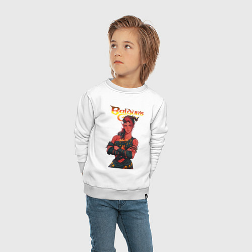 Детский свитшот Карлах - врата балдура / Белый – фото 4