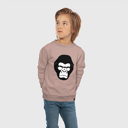 Детский свитшот Голова гориллы гравюра / Пыльно-розовый – фото 4