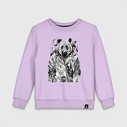 Свитшот хлопковый детский Медвежара в кожаной косухе, цвет: лаванда