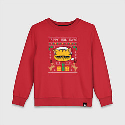 Свитшот хлопковый детский Happy holidays phrase, цвет: красный