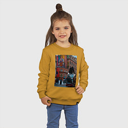 Свитшот хлопковый детский MoMo - Лондон, цвет: горчичный — фото 2