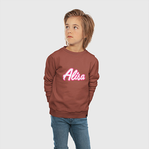 Детский свитшот Алиса в стиле барби - объемный шрифт / Кирпичный – фото 4