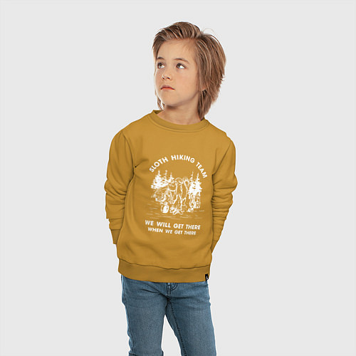 Детский свитшот Slow hiking team wite / Горчичный – фото 4