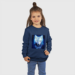 Свитшот хлопковый детский Белый wolf, цвет: тёмно-синий — фото 2