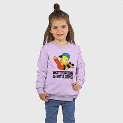 Свитшот хлопковый детский Барт Симпсон скейтбордист, цвет: лаванда — фото 2